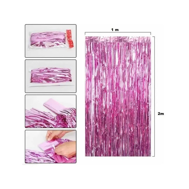 Guirnalda Cortina Metálicas Cortina De Cumpleaños Decoracion Rosa 101072