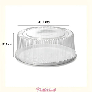 30 Bandejas Para Torta Porta Cupcake Porta Tortas 31x12cm Soporte Redondo Con Tapa Para Postres Cúpula Transparente De... Blanco