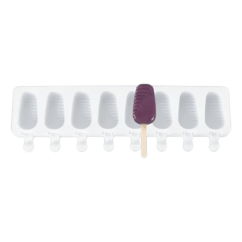 Moldes De Silicona Para Helados Molde Helado Paletas 8cav Blanco