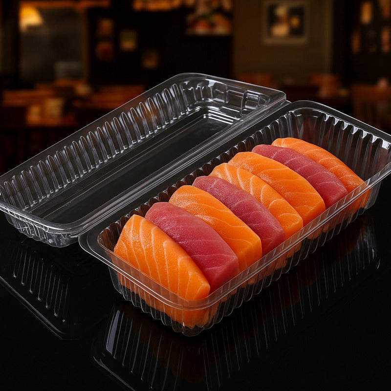 200 Envases Para Sushi Bandeja Plastica Transparente 2 Rolls Transparente/ Envase Para Sushi 2 Rolls