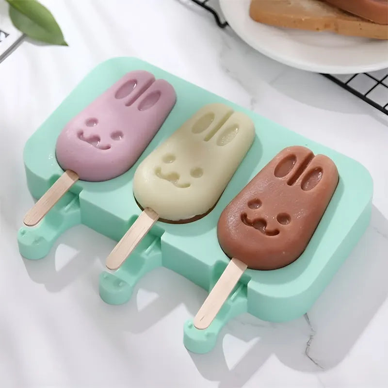 Moldes De Silicona Para Helados Molde Paletas Helado Conejo Multicolor
