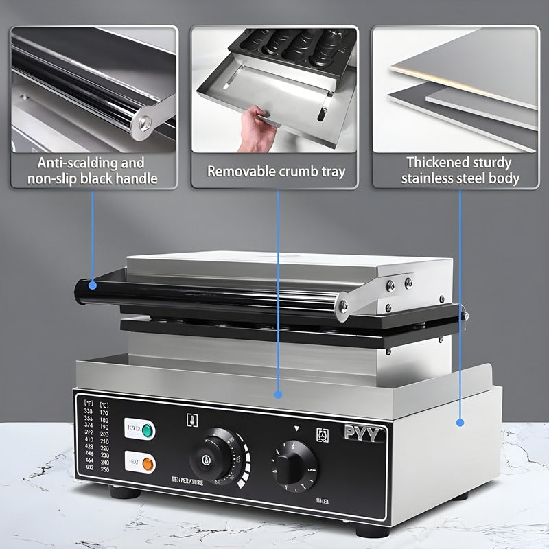 Maquina Para Waffles Wafleras Con Formas Waffle Pene 1600w Gris / Wafflera Pene