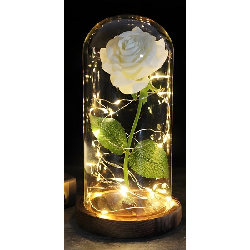Rosa Eterna Rosas Eternas Rosa Preservada Led San Valentin Rojo Rosa Roja De Madera- Led