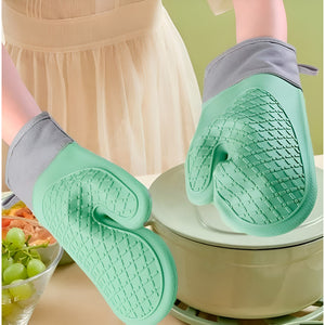 Guante Silicona Para Horno Toma Olla Guantes Cocina 27 Cm Color Verde Agua Guantes Silicona 27cm