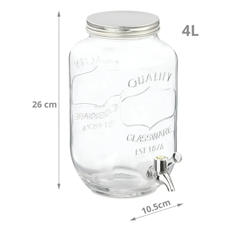 Dispensador De Agua Jarro De Bebidas Barril Sobremesa 4l Transparente / Dispensador De Bebidas 4l