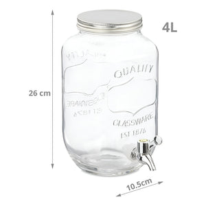Dispensador De Agua Jarro De Bebidas Barril Sobremesa 4l Transparente / Dispensador De Bebidas 4l
