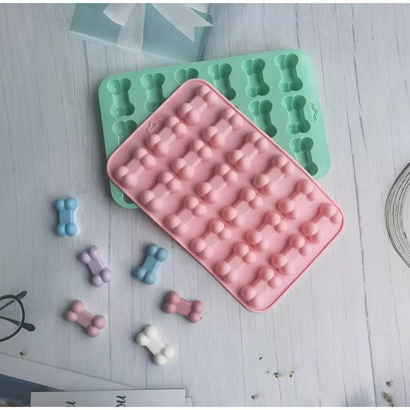 Pack X2 Molde De Silicona Moldes Silicona Moldes Huesito 18c Multicolor