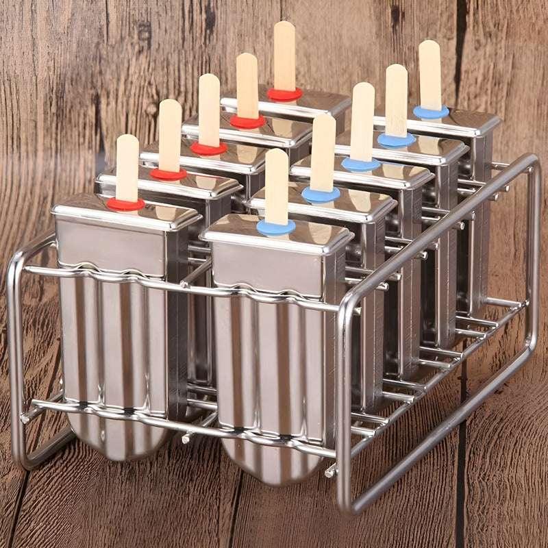 Molde Helados Moldes Reposteria Molde Helado Paletas 10cav Plateado