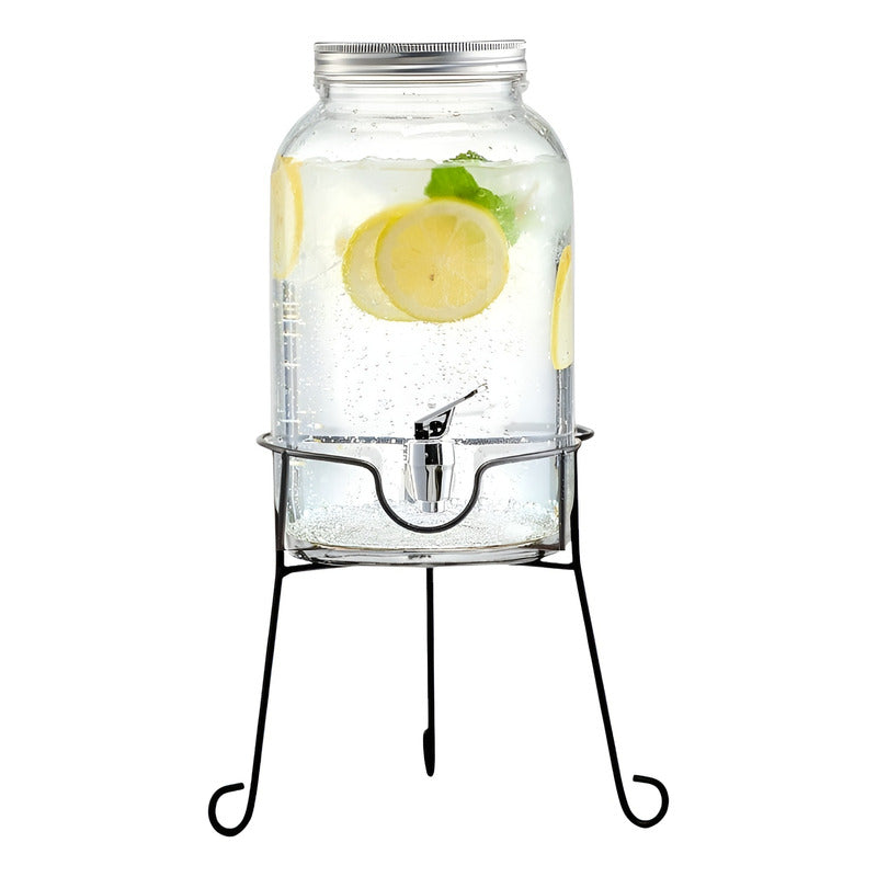 Dispensador De Bebidas Con Atril Jarro De Vidrio Jarros 6l Transparente / Dispensador Liso Con Atril 6l