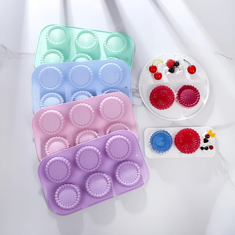 Molde Queque Moldes Reposteria Molde Silicona Flor Sol 6cav Multicolor