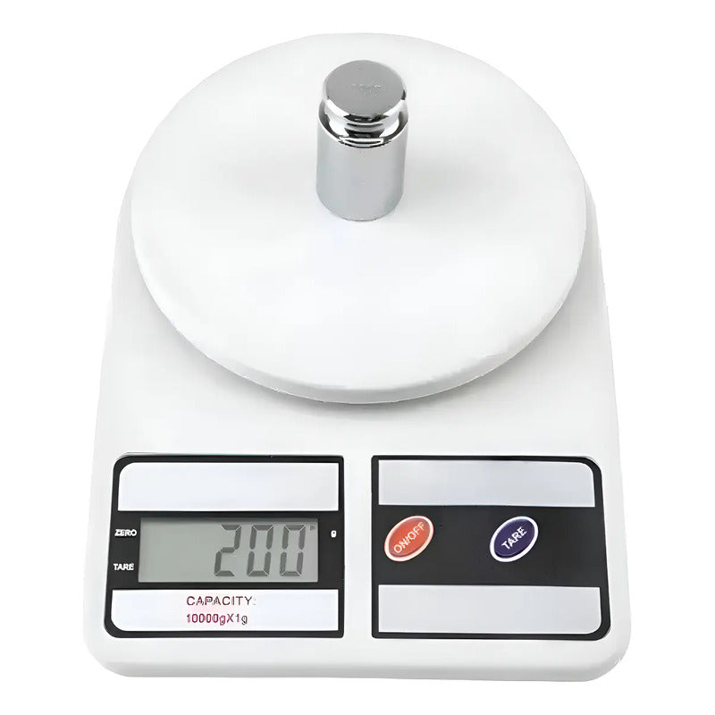 Balanza Pesa Digital Para Alimentos Cocina Chef Comercio Capacidad Máxima 10 Kg Color Blanco