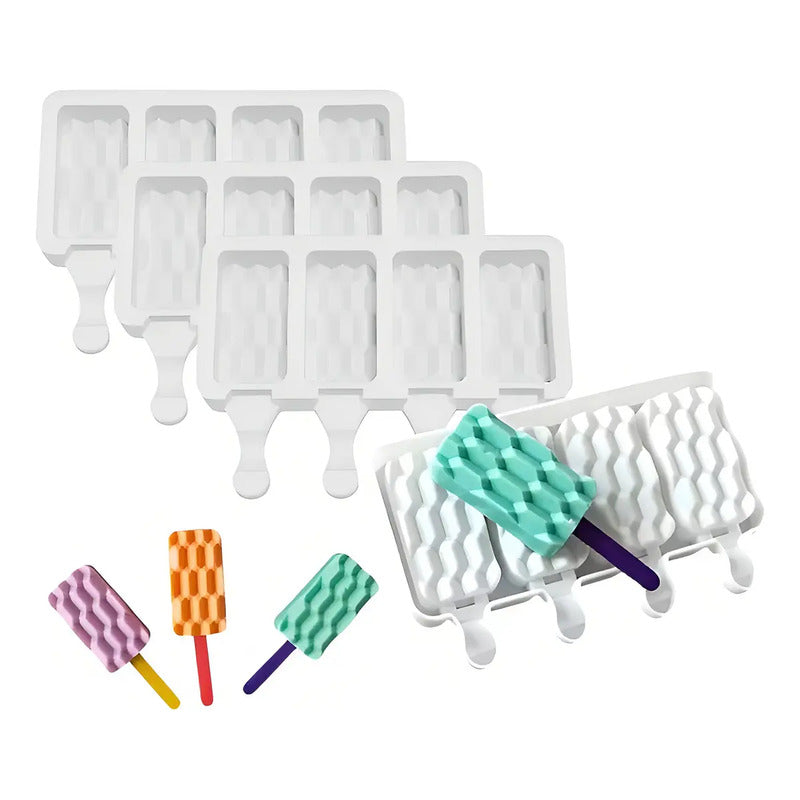 X4 Moldes De Silicona Reposteria Molde Helados Ladrillo Blanco