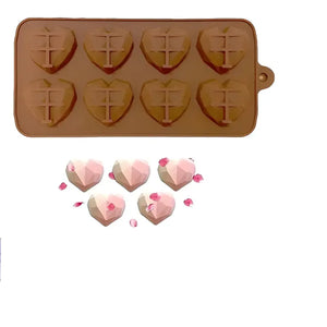Molde Mini Corazon Diamante Molde Mini Corazón Geometrico 8 Moldes Antiadherentes Para Chocolate Moldes De Chocolate De Silicona Fácil Liberación Antiadherente Dulces Aperitivos Pasteleriuscl Marrón