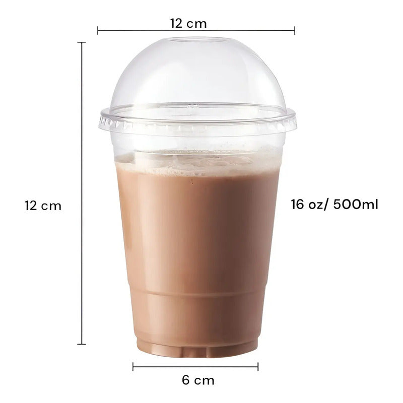 50 Vasos Desechables Plasticos Vaso C/tapa Domo C/hoyo 16oz Vasos Para Frappé Vasos Grande Juego De Vasos Descartables... Transparente