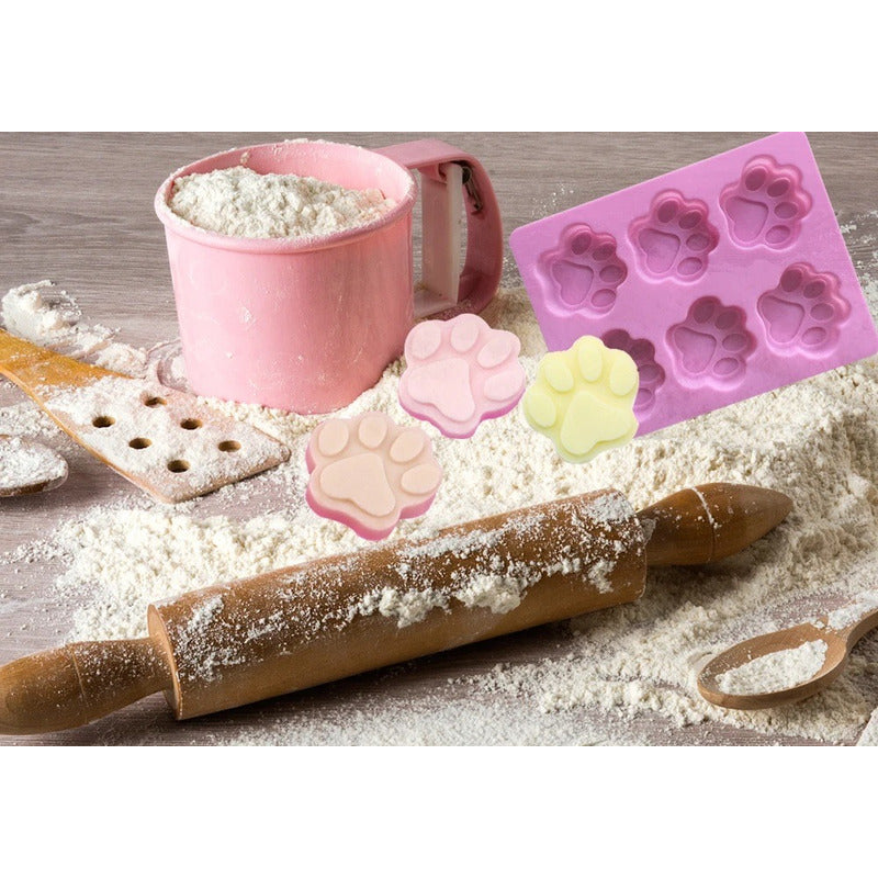 3 Molde Silicona Huella Moldes De Silicona Mascota Pata 6cav Multicolor