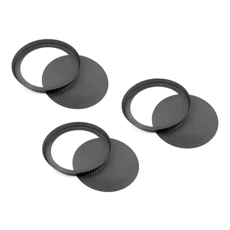 Pack X3 Molde Desmontable Moldes Desmontables Tartaleta 32cm Gris
