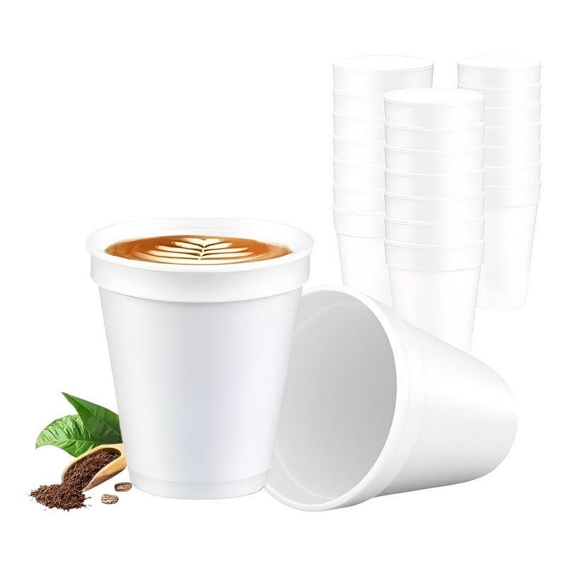 50 Vasos Desechables Vasos Plumavit Termico Vaso 6oz/177ml Blanco
