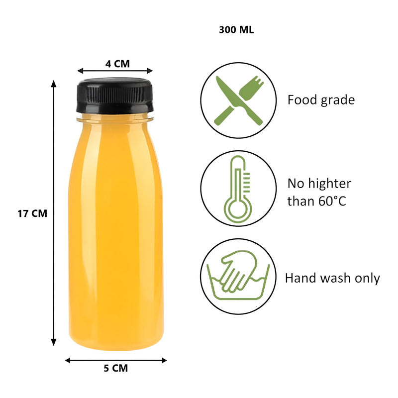 X24 Botellas Plasticas Transparentes Botella Con Tapa 300ml Transparente