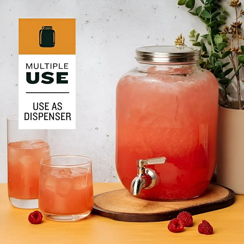 Jarro Para Jugo Dispensador De Bebidas Jarro De Vidrio 4l Color Transparente / Dispensador Liso Sin Atril 4l