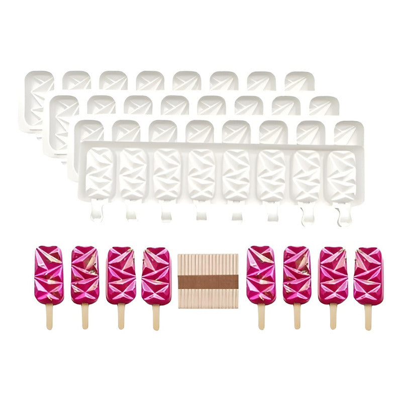 Pack X4 Molde Helados Molde Helado Silicona Molde Paleta 445 Blanco