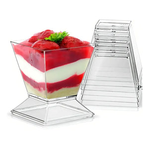 Pack X10 Vasos Para Postres Set De Vasos Shot Postres C/tapa 220ml Vaso Para Dulces Vaso De Dulces Vasos De 220ml Pocillo Para Postre Pasteleriuscl Transparente