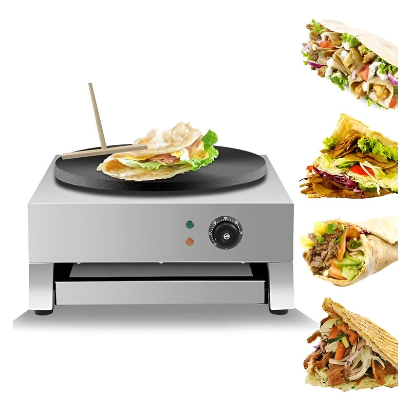 Maquina Para Panqueques Panquequera Electrica Crepera 3000w Plateado