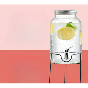 Jarro De Vidrio Dispensador De Bebidas Con Atril Jarros 4l