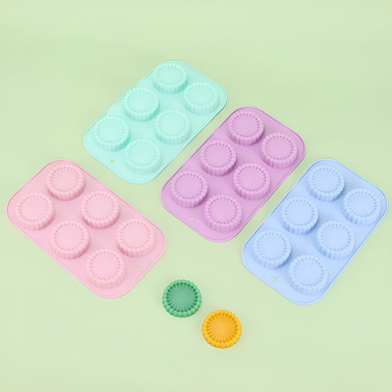Set X2 Moldes Reposteria Molde Queque Molde Silicona Flor 6c Multicolor