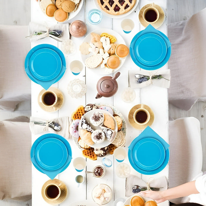 Set Cumpleaños Vaso Servilleta Platos Desechables 20p/p Cele Celeste