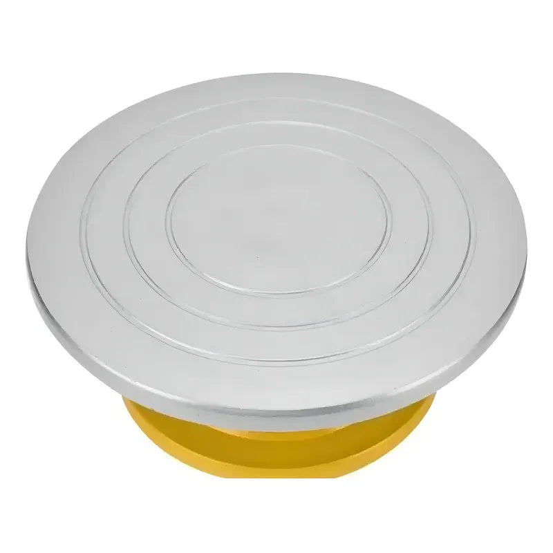 Base Giratoria Tortas Plato Repostería Decoración - Cukin Gris Con Dorado