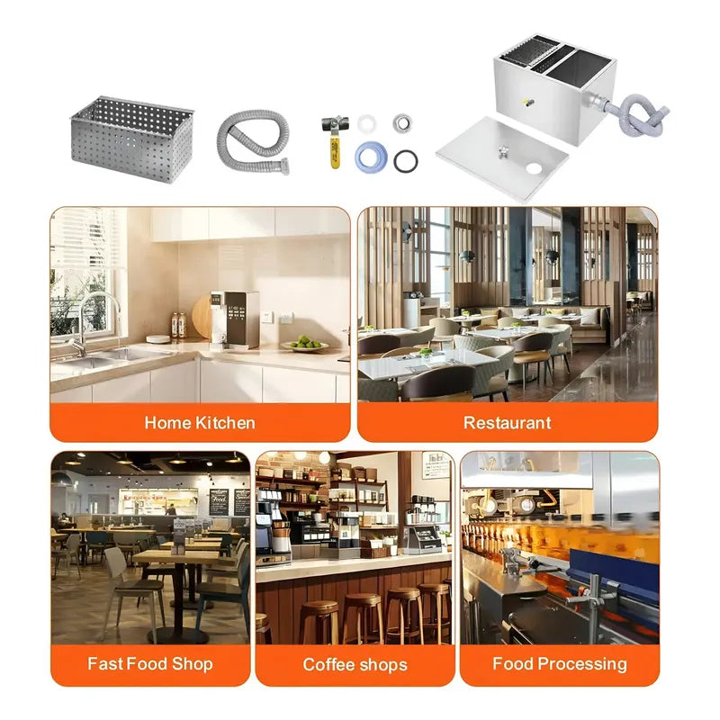 Trampa De Grasa Camaras Desgrasadoras Trampa Grasa Comercial Trampa Grasas Industrial Doméstica Desegrasadora Cocina Acero Inoxidable 40l Separador Agua Aceite Restaurante Lavaplatos Pasteleriuscl