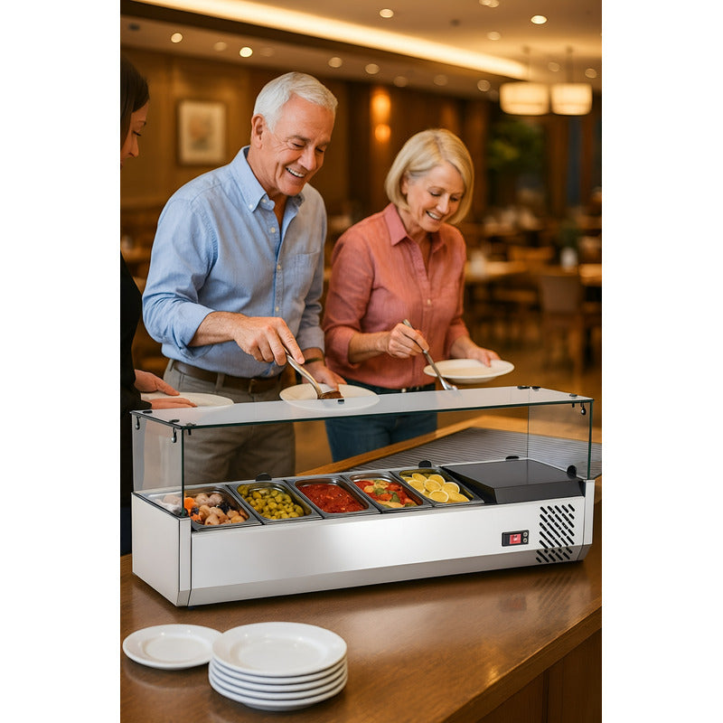 Bandeja Alimentos Para Restaurante Vitrinas Frias Sobremesa Plateado