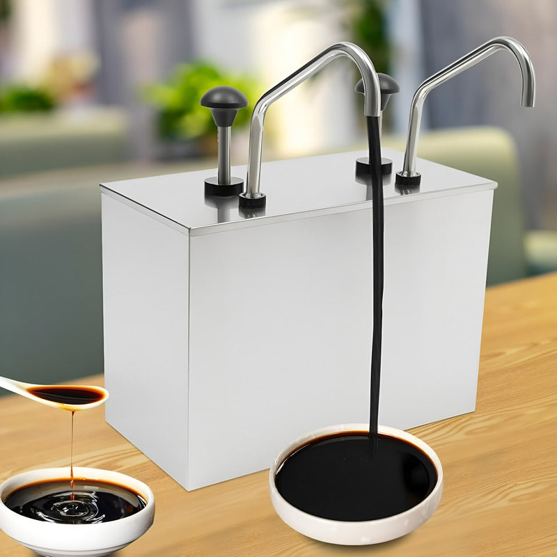 Dispensador De Salsa Comercial Dispensador Salsa Doble 4l Plateado / Dispensador Bomba Doble