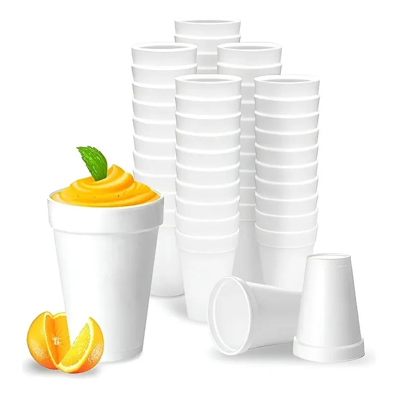 50 Vasos Desechables Plumavit Termico Vaso Cafe 8oz 240ml Blanco