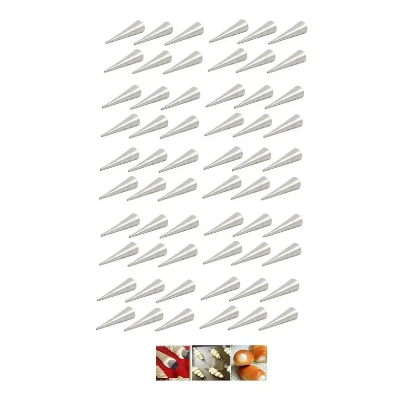 Pack X60 Cono Molde Para Cannoli Cachito Croissant Pan Danes Color Gris 42008
