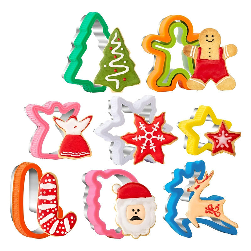 Set X8 Cortadores Galletas Navidad Moldes Galleta Navideñas Multicolor