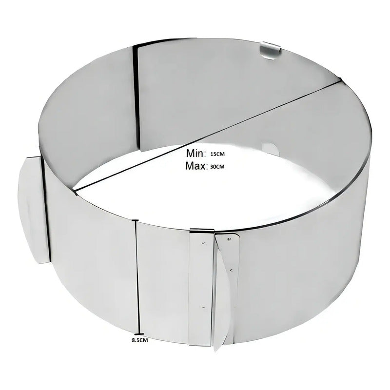 X2 Molde De Torta Molde Para Torta Anillo Redondo Ajustable Molde Ajustable Torta Queque Molde Redondo Torta Queque... Plateado