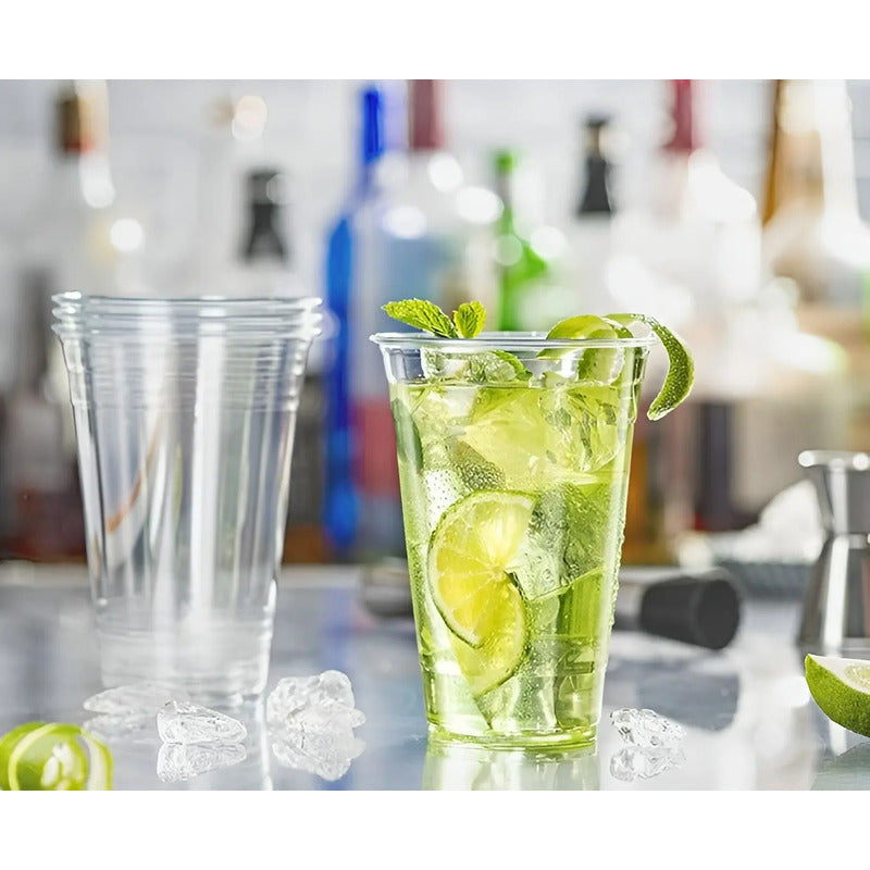 100 Vaso Plastico Desechable Vasos Transparentes 500ml Transparente 16.9 Oz 500ml