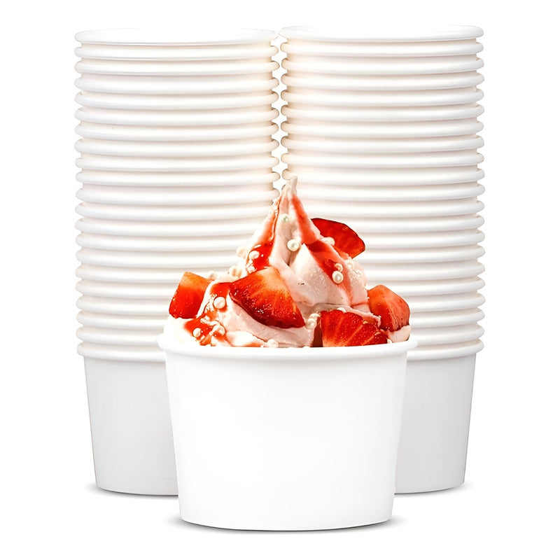 50 Vasos Desechables Polipapel Pote Helado Vaso Postre 4.5oz