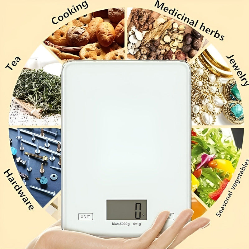 Gramera Digital Pesa Gramera Cocina Pesa Alimentos 5kg/0.01g Plateado 5 Kg