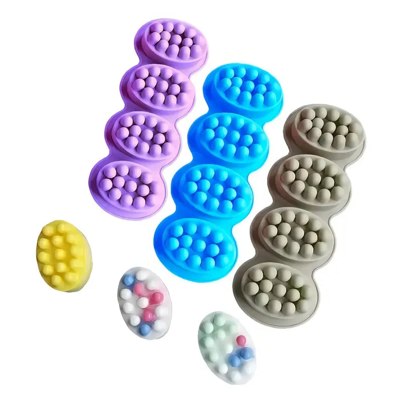 Moldes Para Jabones Molde Ovalado Molde De Jabón 4 Cavidades Moldes De Silicona Para Resina Molde De Jabón Para Masaje... Surtido