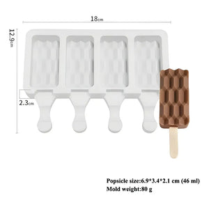 X4 Moldes De Silicona Reposteria Molde Helados Ladrillo Blanco