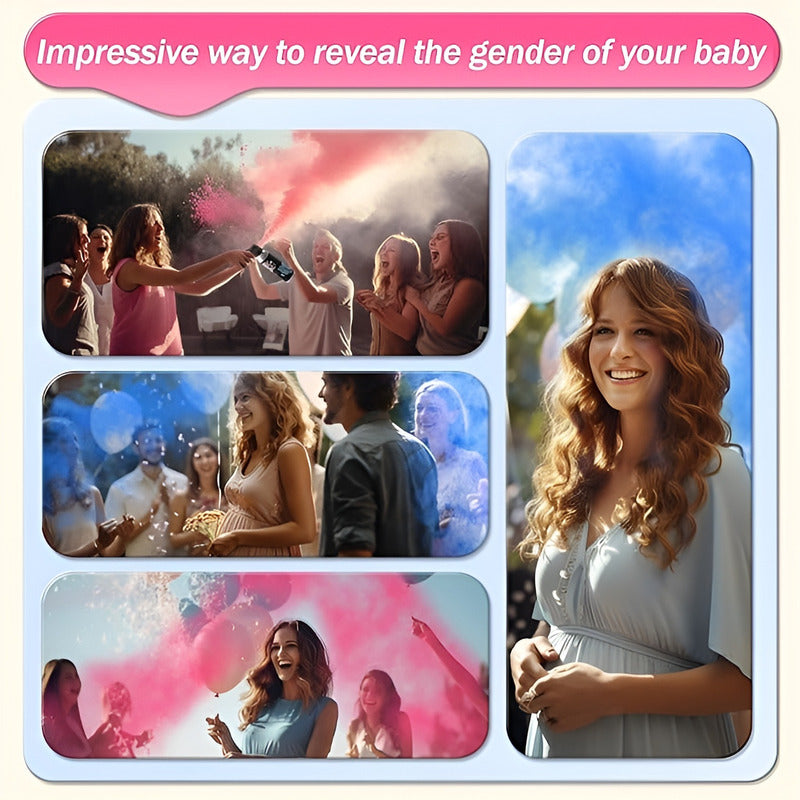 Set 4 Extintor Humo Revelacion De Genero Cañon Spray Color Rosado