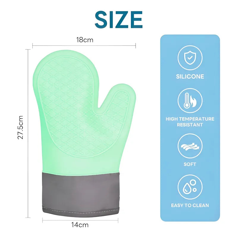 Guante Silicona Para Horno Toma Olla Guantes Cocina 27 Cm Color Verde Agua Guantes Silicona 27cm