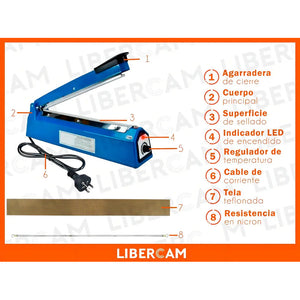 Selladora De Bolsas 30cm Spica Se-30 Regulable 8 Niveles De Temperatura Color Azul