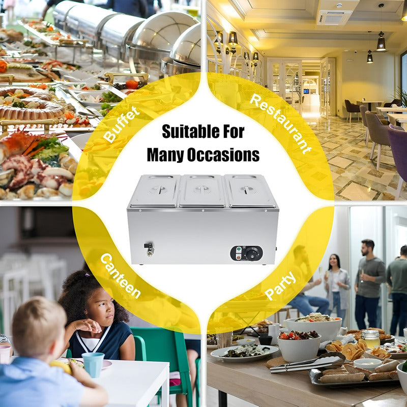 Chafer Electrico Buffet Baño Maria Bufetera 3 Depositos 5.5l Chafer Deposito 3cav