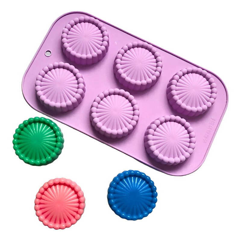 Molde Queque Moldes Reposteria Molde Silicona Flor Sol 6cav Multicolor