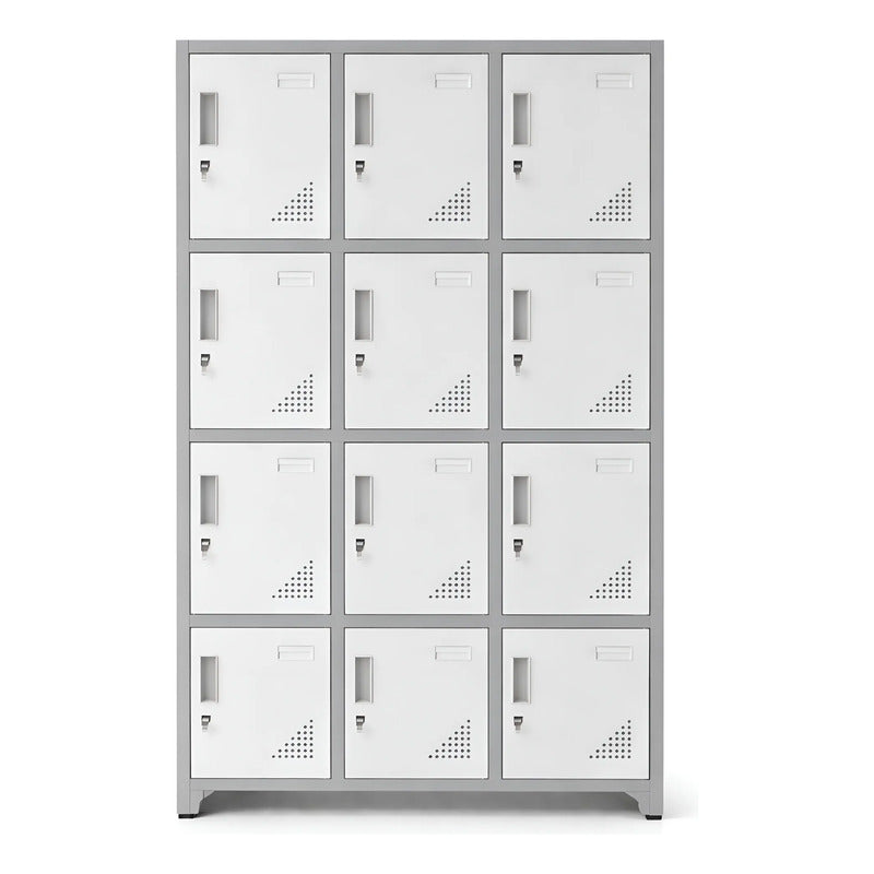 Lockers Metalicos Casillero Metálico 3 Cuerpos 12 Puertas Gris