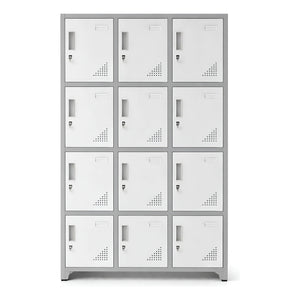 Lockers Metalicos Casillero Metálico 3 Cuerpos 12 Puertas Gris