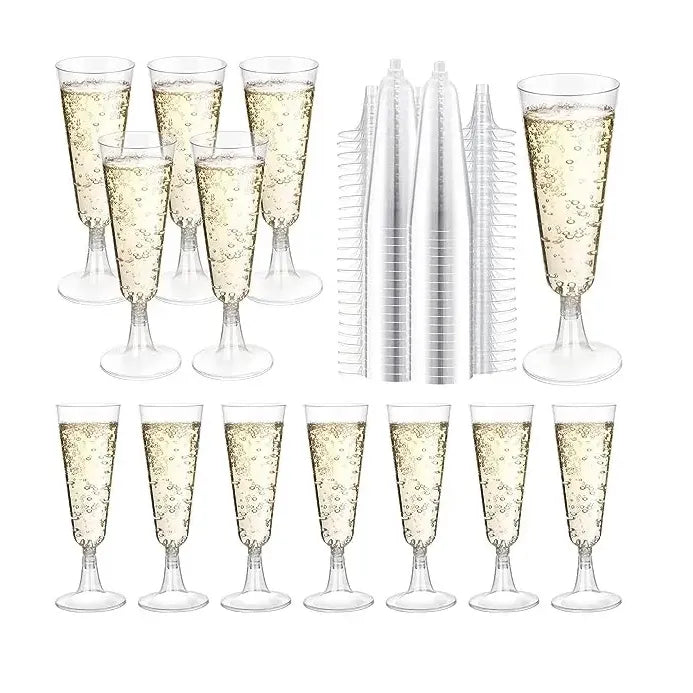 20 Copas De Champagne Copa Acrilico Copas Champaña 5oz/162ml Copas De Acrílico Set De Copas Champagne Copas Desechables... Transparente